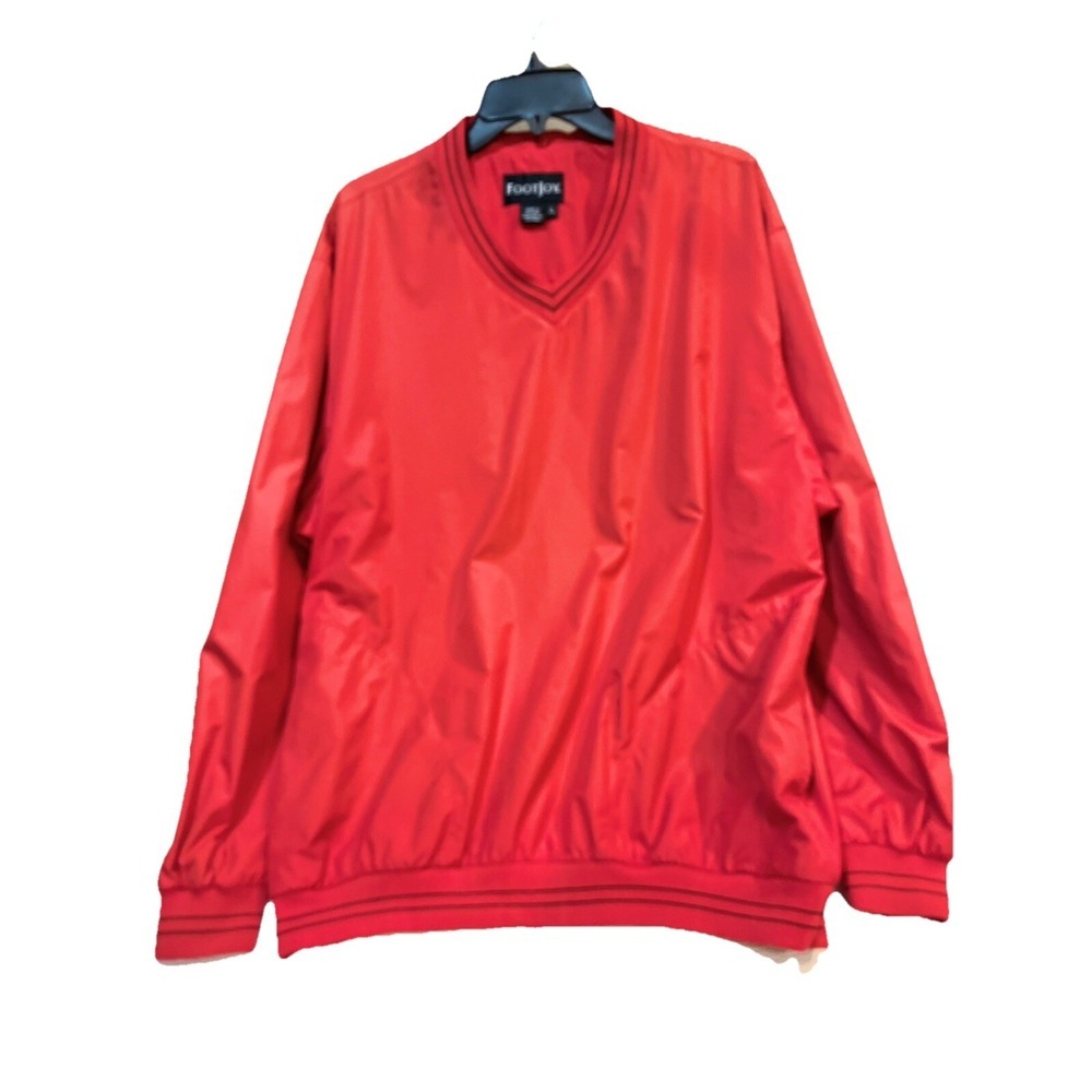 FootJoy Windbreaker Red Long Sleeve Men's Large Red Lined Pullover‎